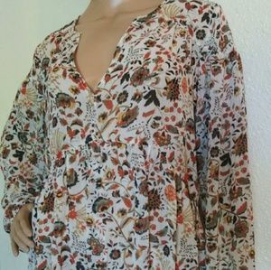 A.n.a sheer floral leafy blouse